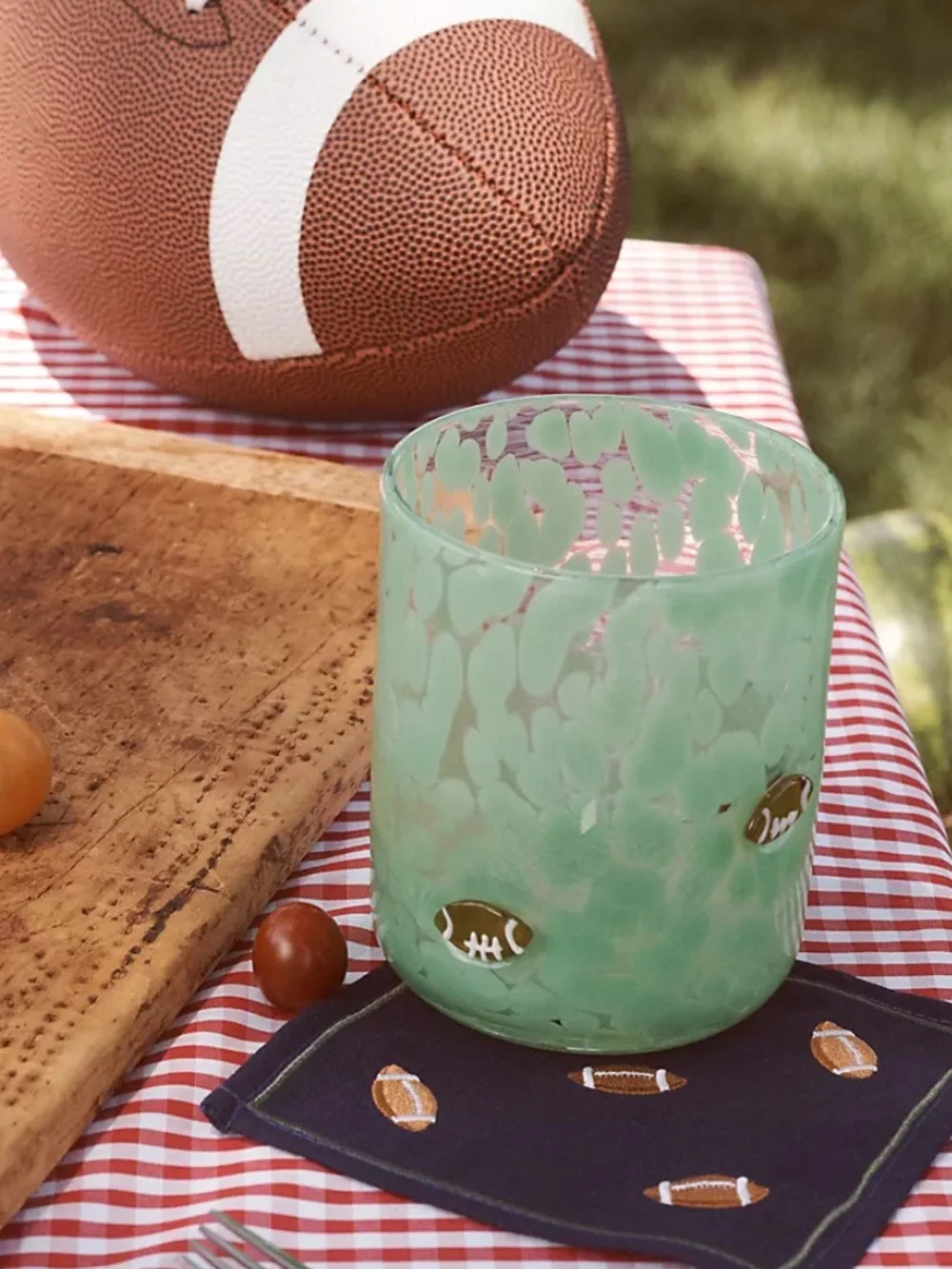 Anthropologie Seafoam Green Sports Icon Football Juice Glass